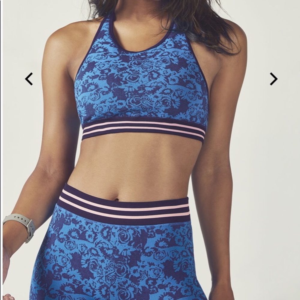 Blue seamless sports bra